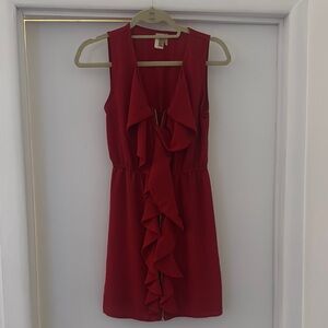 Elegant Red Ruffle Dress